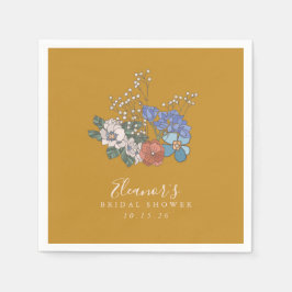 Boho Vintag Floral Yellow Custom Brautparty Serviette