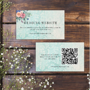 Boho Vintag Green Floral Rose Hochzeit Website E Begleitkarte