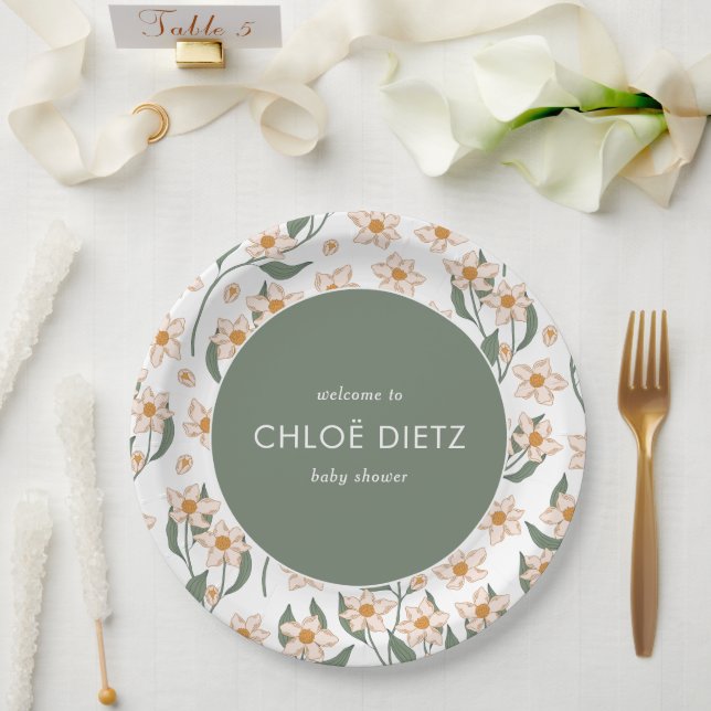 Boho Vintag Groovy Baby Shower Pappteller (Hochzeit)