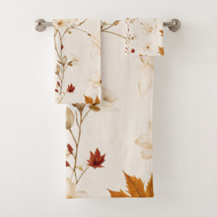 Boho Vintag Maple Blätter Winter Floral Muster Badhandtuch Set