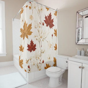 Boho Vintag Maple Blätter Winter Floral Muster Duschvorhang