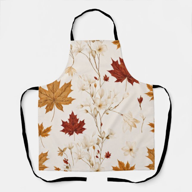 Boho Vintag Maple Blätter Winter Floral Muster Schürze (Vorderseite)