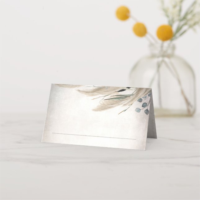 Boho Vintag Pampas Grass Wedding Platzkarte (Vorderseite)