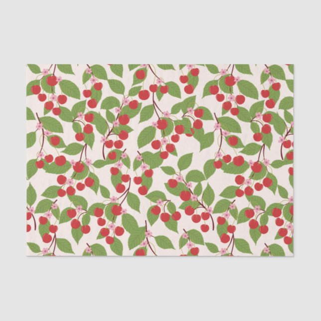 Boho Vintag Red Cherries Summer Brautparty Seidenpapier (Vorderseite)
