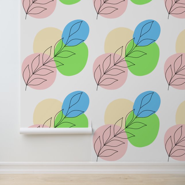 Boho Vintag Retro Abstrakte Blätter Tapete (Anwendung)