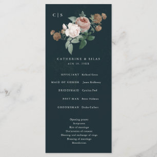 Boho Vintag Rose Floral Wedding Program Programm
