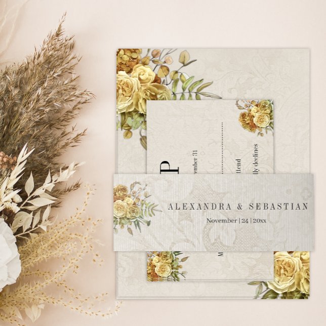 Boho Vintag Shabby Chic Gold Rose Einladungsbanderole (Von Creator hochgeladen)