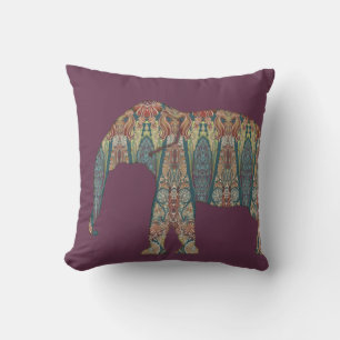BOHO Vintag Tribal Paisley Lila Blue Elephant Kissen