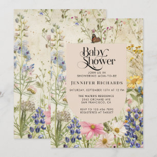 Boho Vintag Wildblume Baby Dusche Einladung