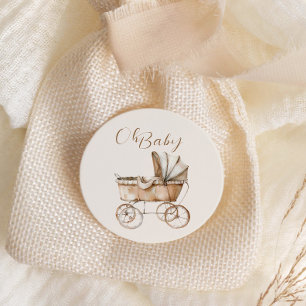 Boho-Vintage-Babykorbtrage Babyparty Runder Aufkleber