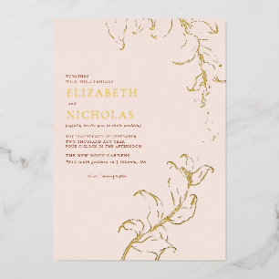 Boho Vintage Blätter Rustikaler Fall Folieneinladung