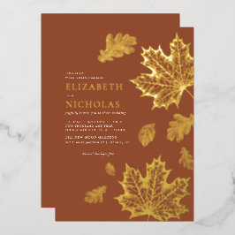 Boho Vintage Blätter Rustikaler Fall Folieneinladung