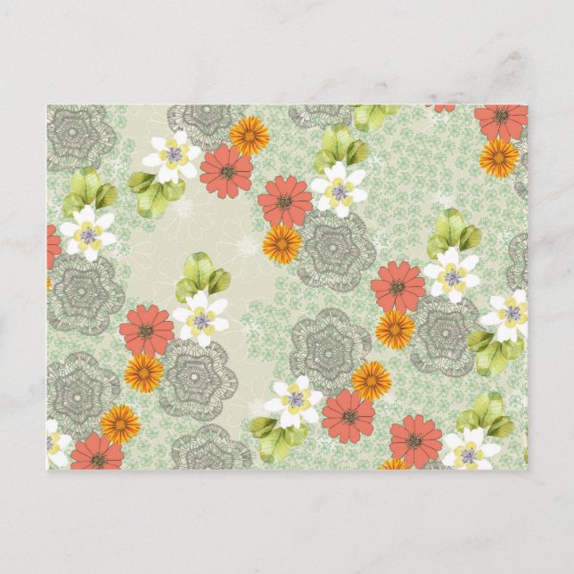 Boho Vintage Blume Postkarte (Vorderseite)