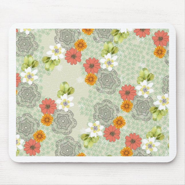 Boho Vintage Blumen Mousepad (Vorne)