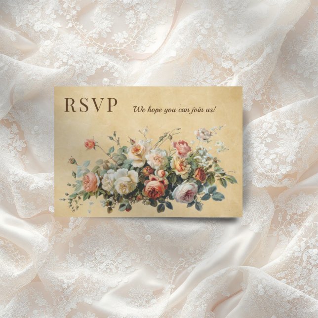 Boho Vintage Blumengestelle RSVP Karte (Von Creator hochgeladen)