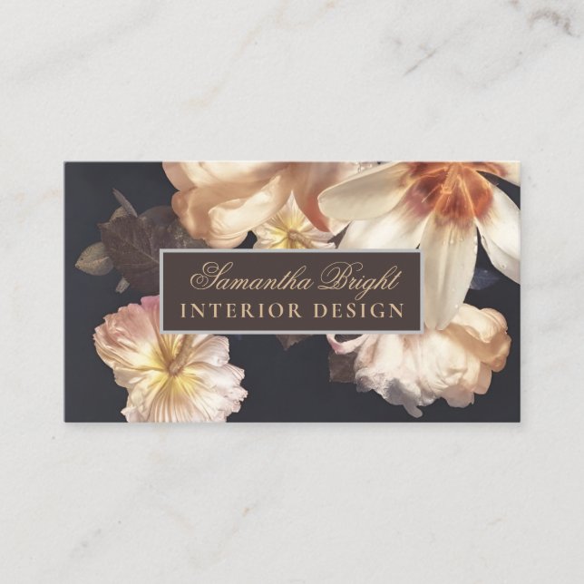 Boho Vintage Blumenkarte Business Card Visitenkarte (Vorderseite)