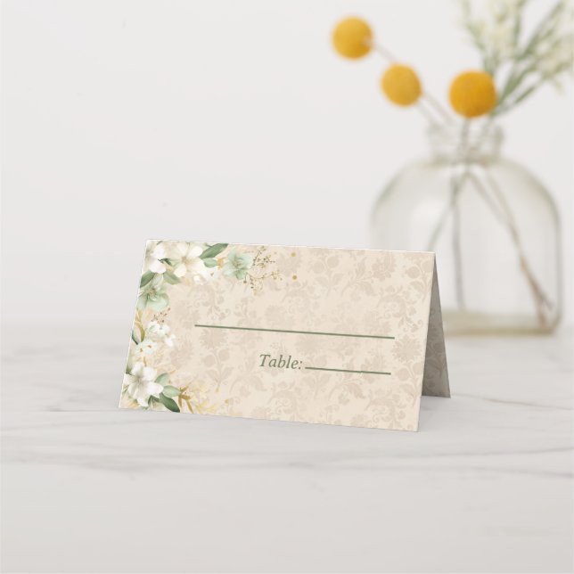 Boho Vintage botanische Hochzeit Platzkarte (Vorderseite)