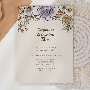 Boho Vintage Floral Geburtstagsfeier für jedes Alt Einladung