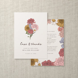 Boho Vintage Floral Herbst Gartenhochzeit Dankeskarte