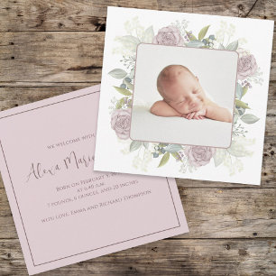 Boho Vintage Floral Pink Baby Botanical Floral Ankündigung