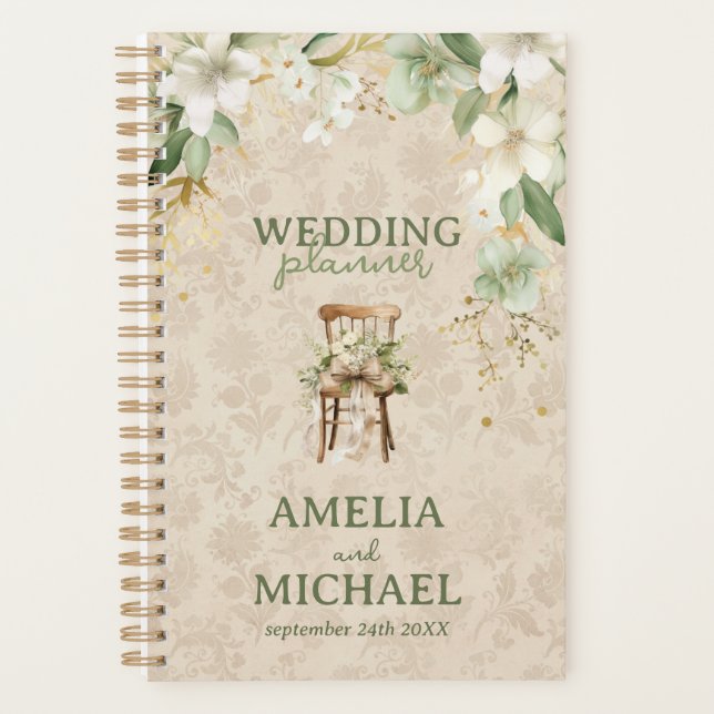 Boho Vintage Florale Botanische Hochzeit Planer (Vorderseite)