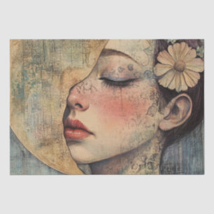 Boho Vintage Frau und Halbmond Seidenpapier