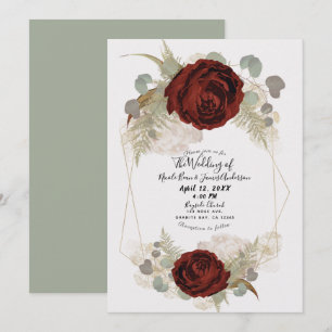 Boho Vintage Glam Botanische Blumige Blüten Hochze Einladung