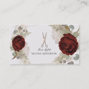 Boho Vintage Glamour Botanisches Florales Haarstyl Visitenkarte
