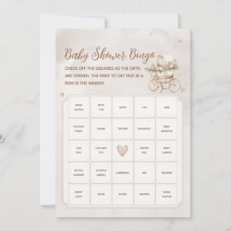 Boho-Vintage-Kinderwagen-Baby-Shower-Bingo-Spielka Einladung