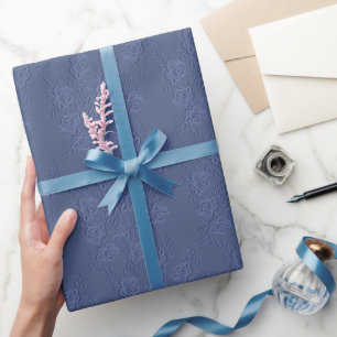 Boho Vintage künstlerische blaue Blumen Geschenkpapier