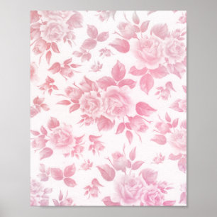 Boho Vintage Land schick weißen rosa Rosen Blumens Poster