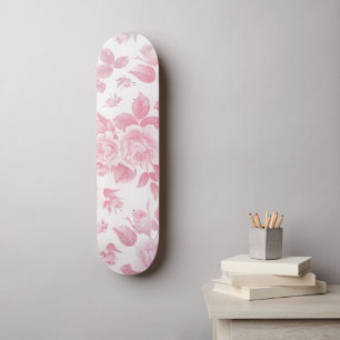 Boho Vintage Land schick weißen rosa Rosen Blumens Skateboard