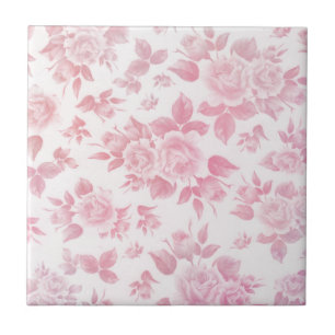 Boho-Vintage-Landhausstil weiße rosa Rosen floral Fliese