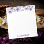 Boho Vintage Lavendel Wildblume Aquarell weiß Notizblock<br><div class="desc">Dieses bezaubernde Notizblock präsentiert ein reizvolles Lavendel-Wildblume Aquarell-Design und macht es zum idealen Ort,  um Ihr eigenes Spezialpapier zu kreieren! Sie können es sogar mit Ihrem Namen anpassen,  um ihm eine besondere Touch von Wärme und Persönlichkeit zu geben!</div>