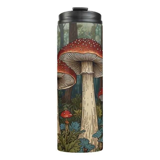 Boho Vintage Pilze Wald Thermosbecher (Vorderseite)