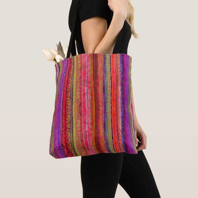Boho Vintage Rot Violett Streifen -  (Von Nahem)