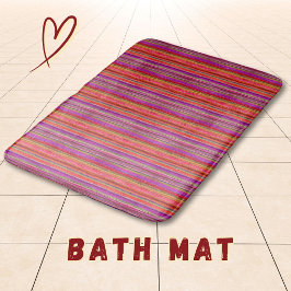 Boho Vintage Rot Violett Streifen - Badematte