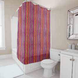 Boho Vintage Rot Violett Streifen - Duschvorhang