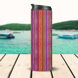 Boho Vintage Rot-Violette Streifen - Thermosbecher