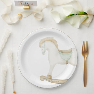 Boho Vintage Schaukelpferd Cowboy Baby Shower Salb Pappteller