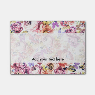 Boho Vintage Schmetterlingsrosa-Rosen-Blumen Post-it Klebezettel