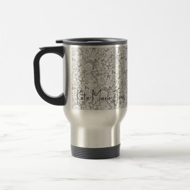 Boho-Vintage-Spitzenmuster Reisebecher (Links)