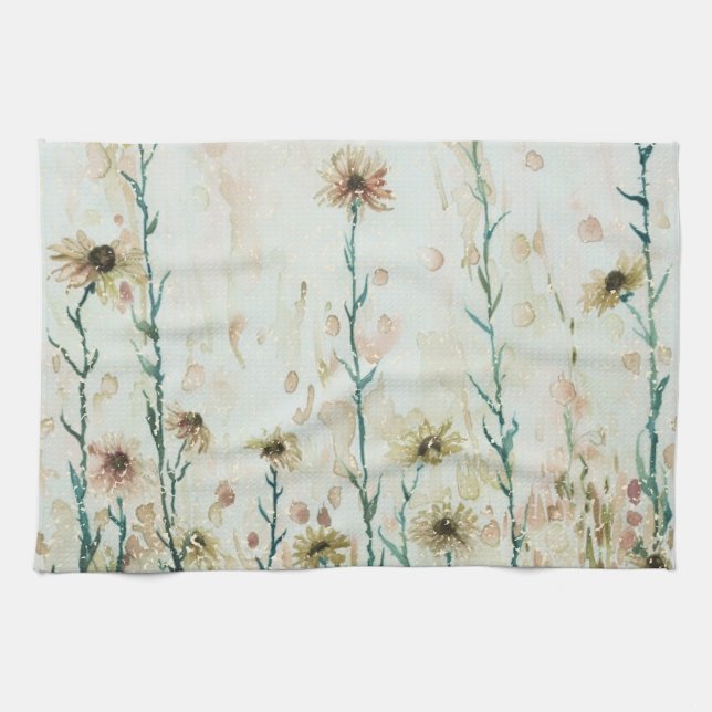 Boho Vintage Wildblumen Geschirrtuch (Horizontal)