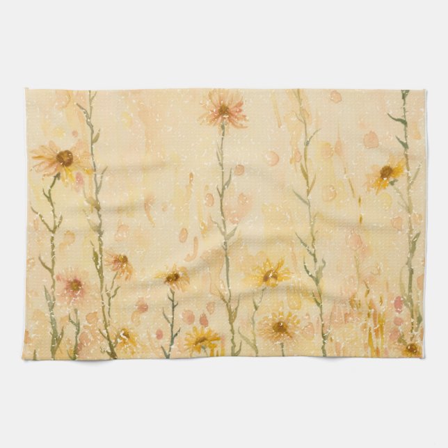Boho Vintage Wildblumen Geschirrtuch (Horizontal)