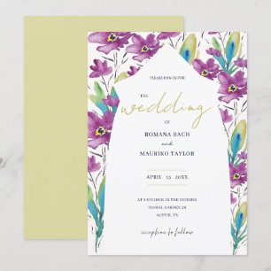 Boho Violet Türkis Wildblumen Einladung