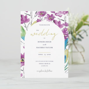 Boho Violet Türkis Wildblumen Einladung