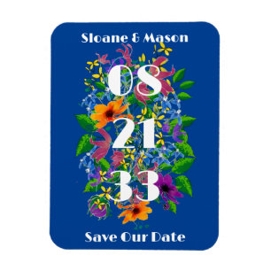 Boho Vivid Sommer Floral Save the Date Magnet