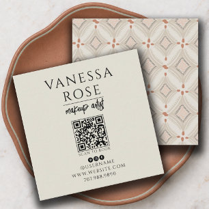 Boho-Vizaagist Terracotta-QR-Code Quadratische Visitenkarte