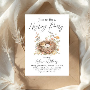 Boho-Vogel-Baby- Shower 'Nest aus Federn' Einladung