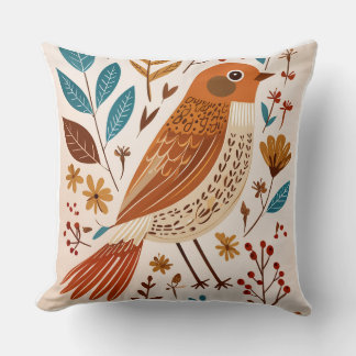Boho-Vogel-Blumen-Kissen Kissen